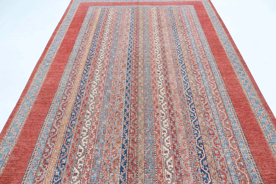 Red Afghan Oriental Rug 6' 8" x 9' 8" Hand-Knotted | No. AT43863
