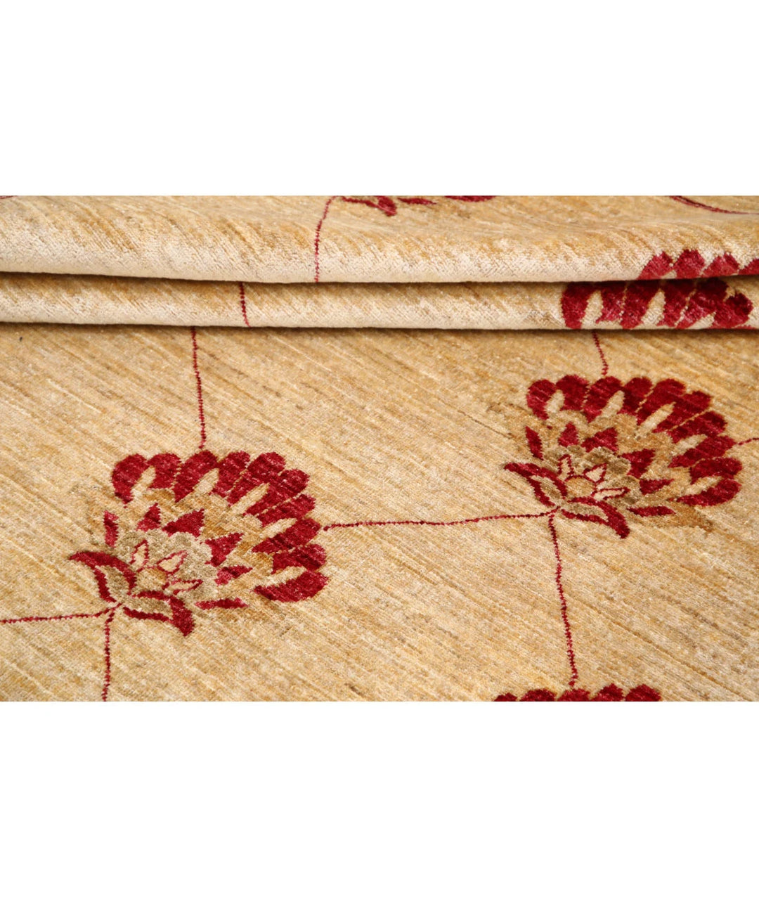 Beige Afghan Oriental Rug 8' 0" x 10' 9" Hand-Knotted | No. AT43885