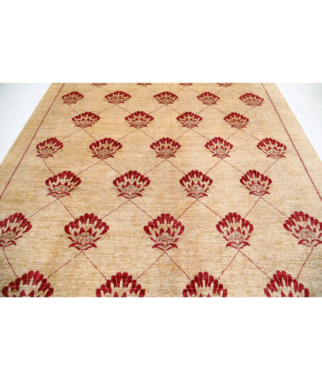 Beige Afghan Oriental Rug 8' 0" x 10' 9" Hand-Knotted | No. AT43885