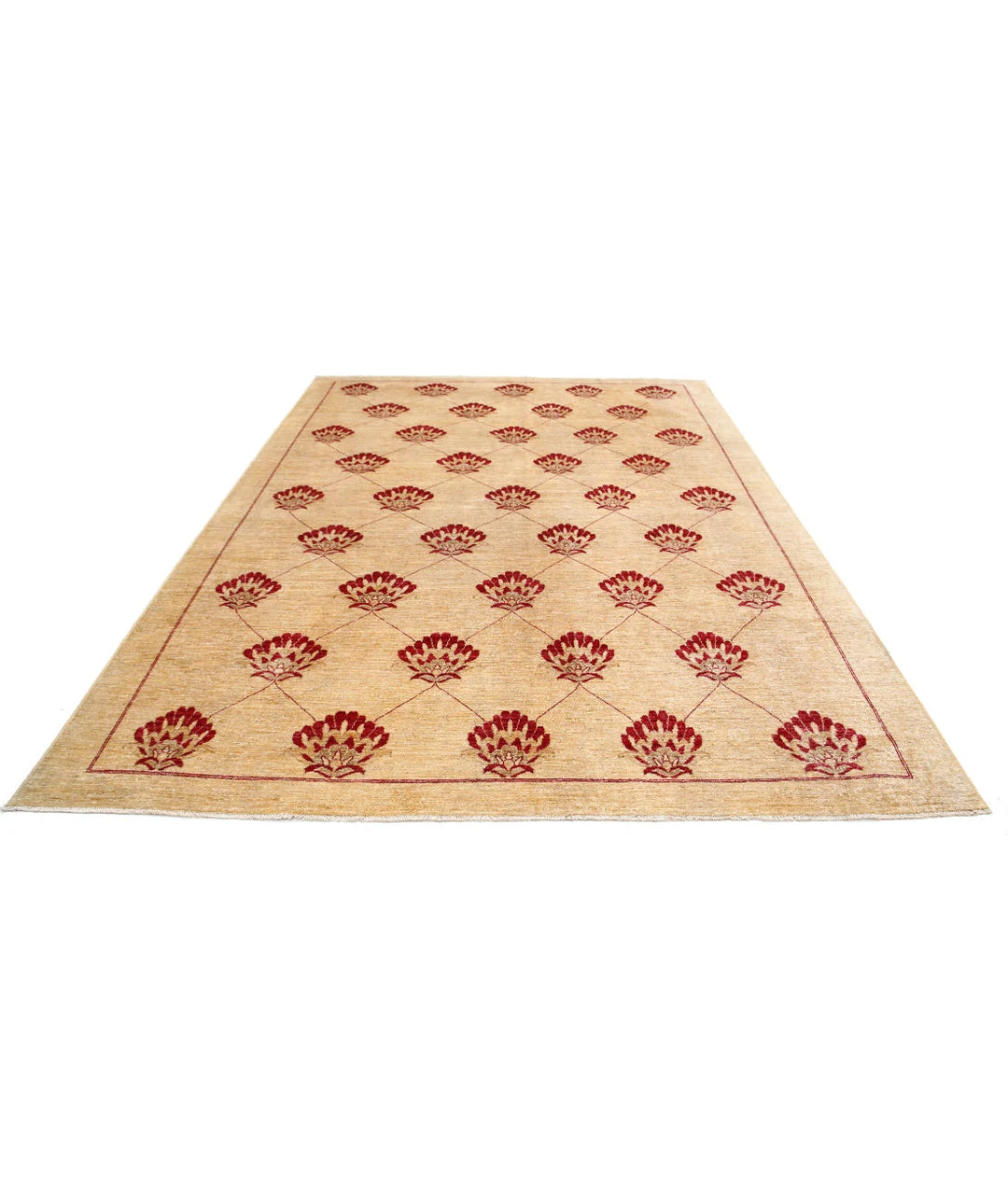 Beige Afghan Oriental Rug 8' 0" x 10' 9" Hand-Knotted | No. AT43885