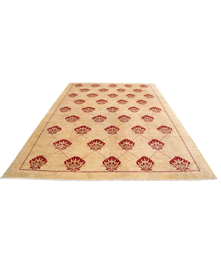 Beige Afghan Oriental Rug 8' 0" x 10' 9" Hand-Knotted | No. AT43885