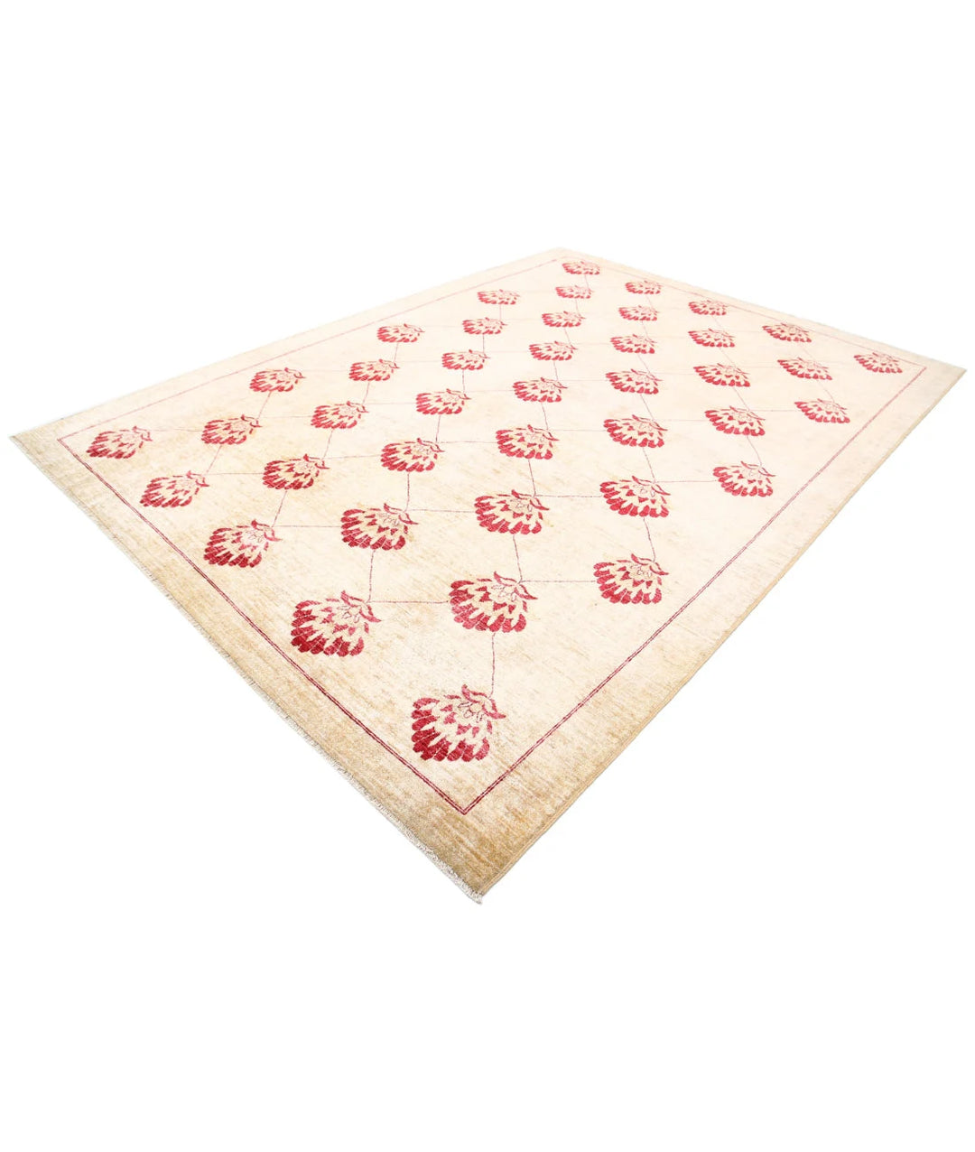 Beige Afghan Oriental Rug 8' 0" x 10' 9" Hand-Knotted | No. AT43885