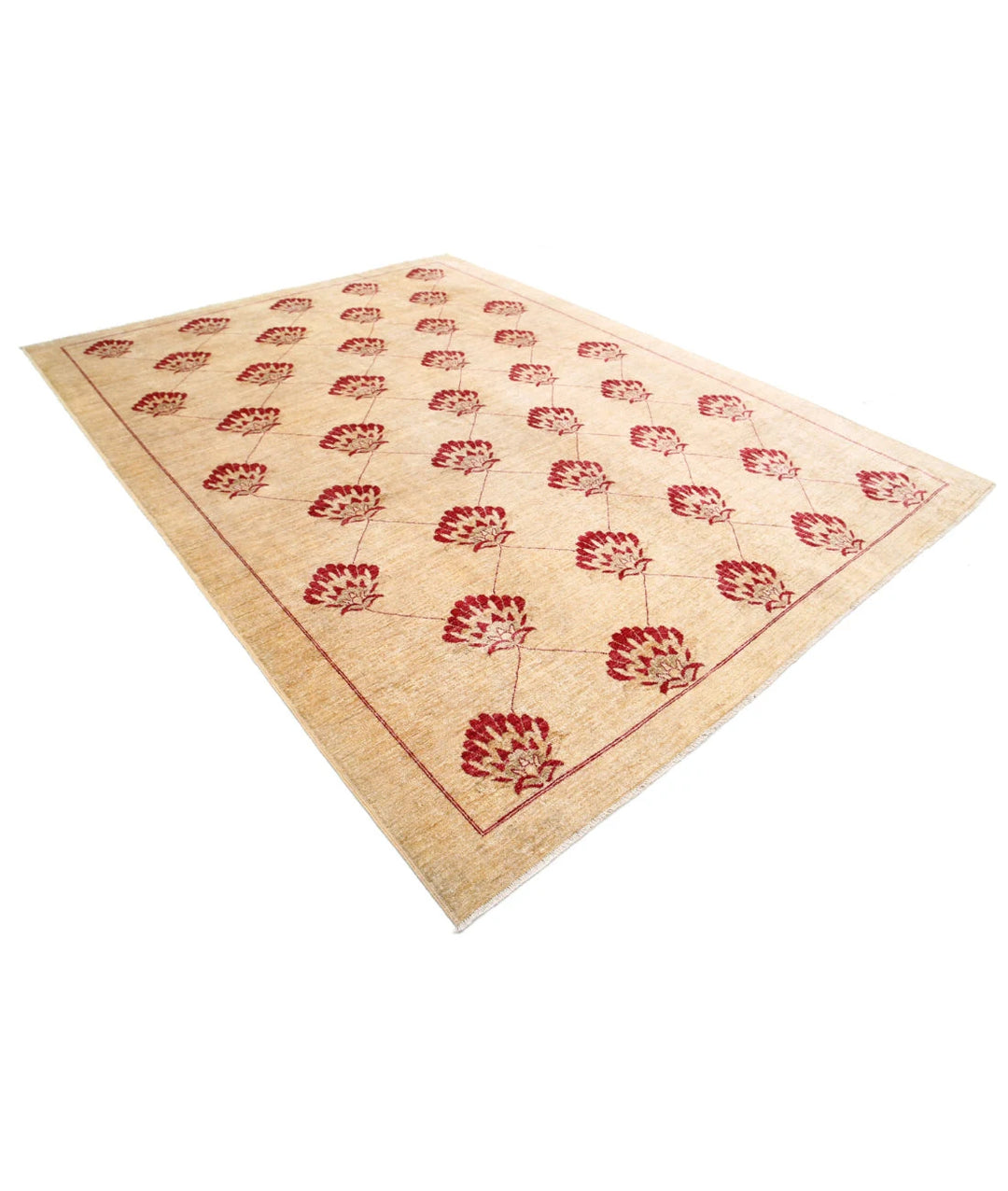 Beige Afghan Oriental Rug 8' 0" x 10' 9" Hand-Knotted | No. AT43885