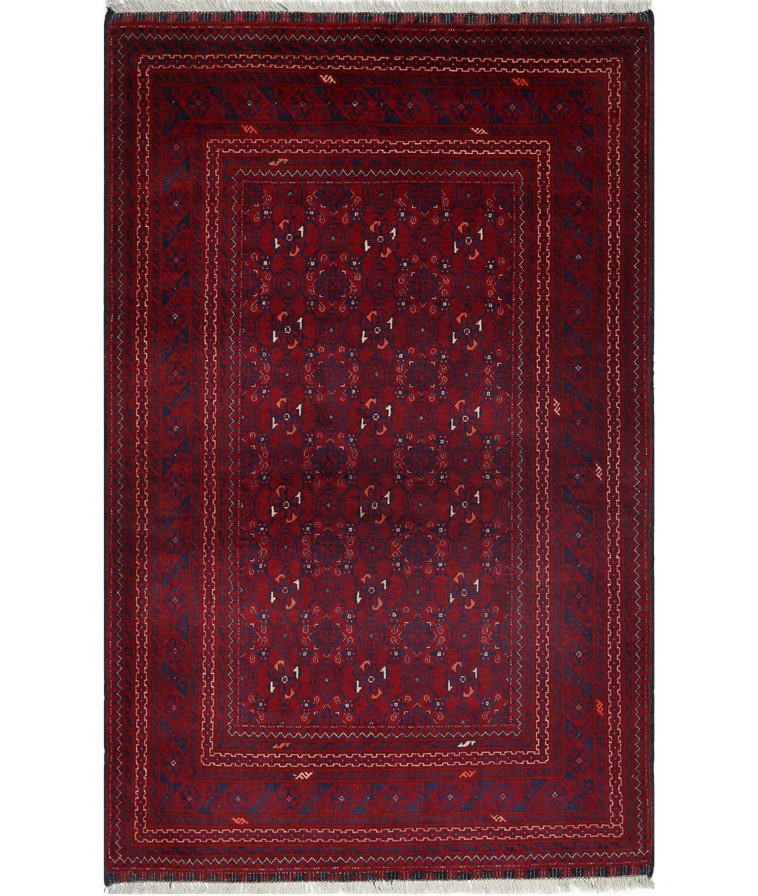 Red Afghan Khamyab Rug 3' 8" x 5' 9" Hand-Knotted | No. AT43888