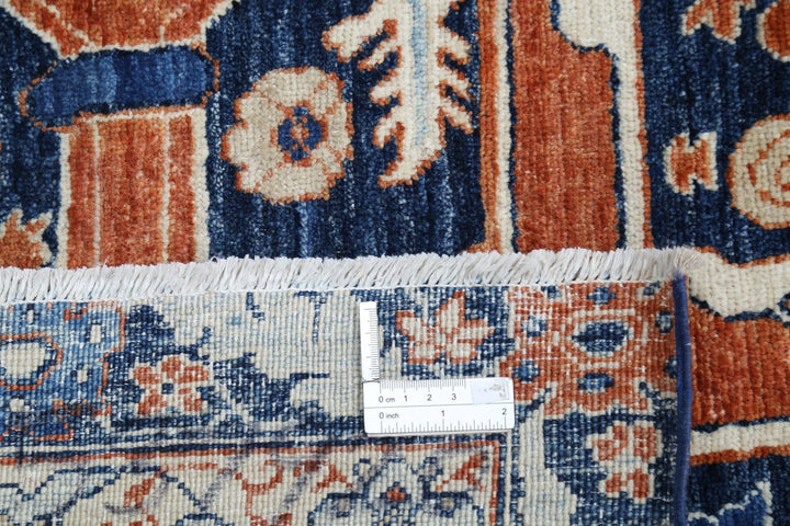 Blue Afghan Ziegler Rug 9' 6" x 18' 8" Hand-Knotted | No. AT43907