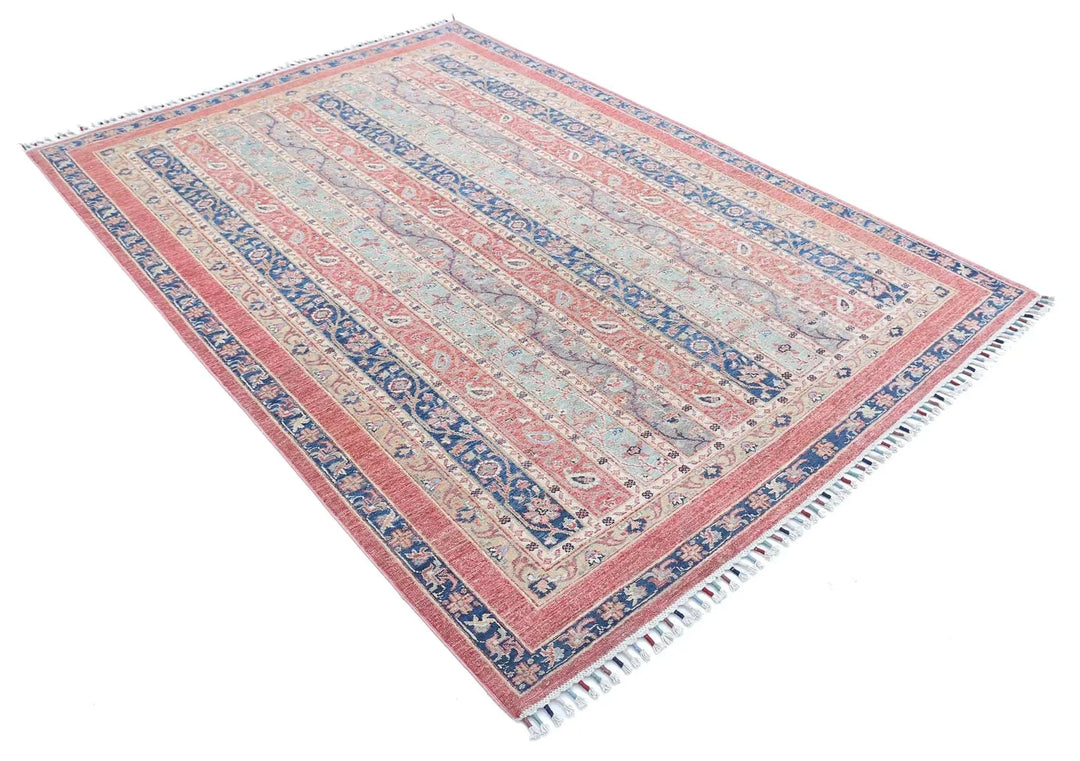 Red Afghan Oriental Rug 5' 5" x 7' 9" Hand-Knotted | No. AT43959