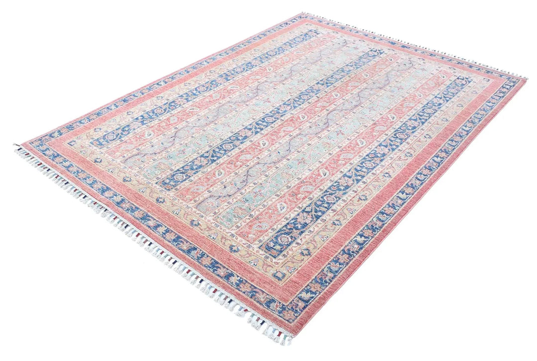 Red Afghan Oriental Rug 5' 5" x 7' 9" Hand-Knotted | No. AT43959