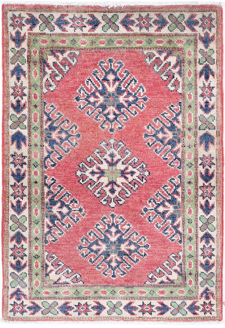 Afghan Kazak Rug 1' 11" x 2' 9" Hand-Knotted | No. AT43966