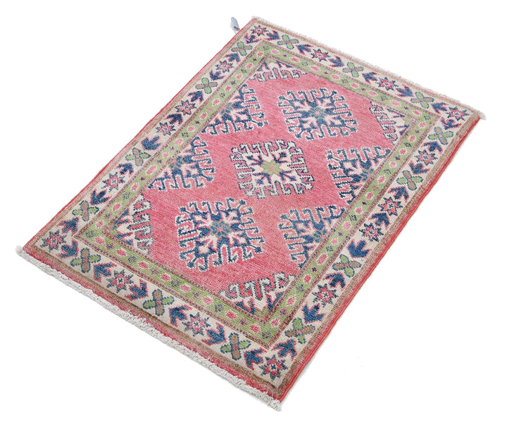 Afghan Kazak Rug 1' 11" x 2' 9" Hand-Knotted | No. AT43966