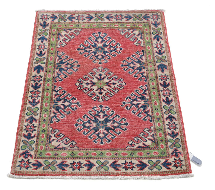 Afghan Kazak Rug 1' 11" x 2' 9" Hand-Knotted | No. AT43966