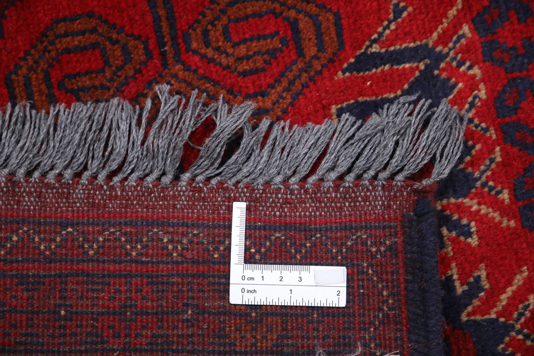 Red Afghan Tribal Rug 6' 5" x 9' 5" Hand-Knotted | No. AT43991