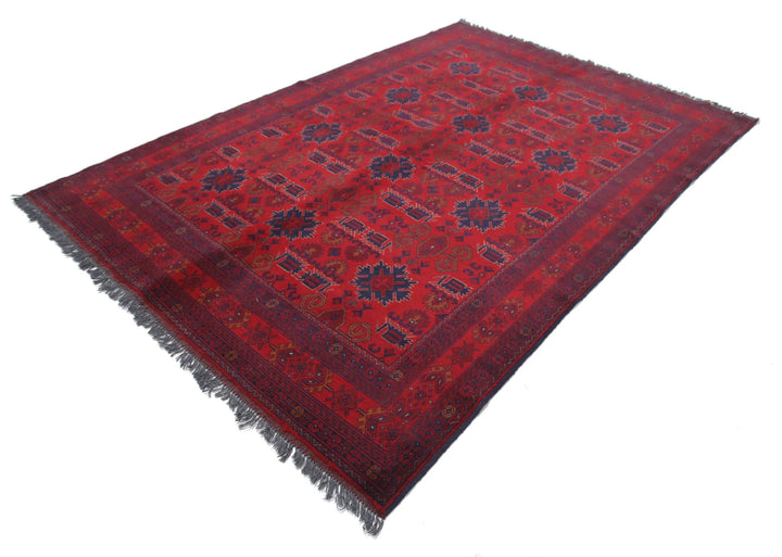 Red Afghan Tribal Rug 6' 5" x 9' 5" Hand-Knotted | No. AT43991