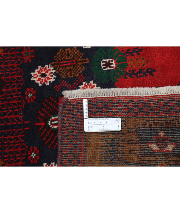Red Afghan Tribal Rug 2' 10" x 4' 9" Hand-Knotted | No. AT44029