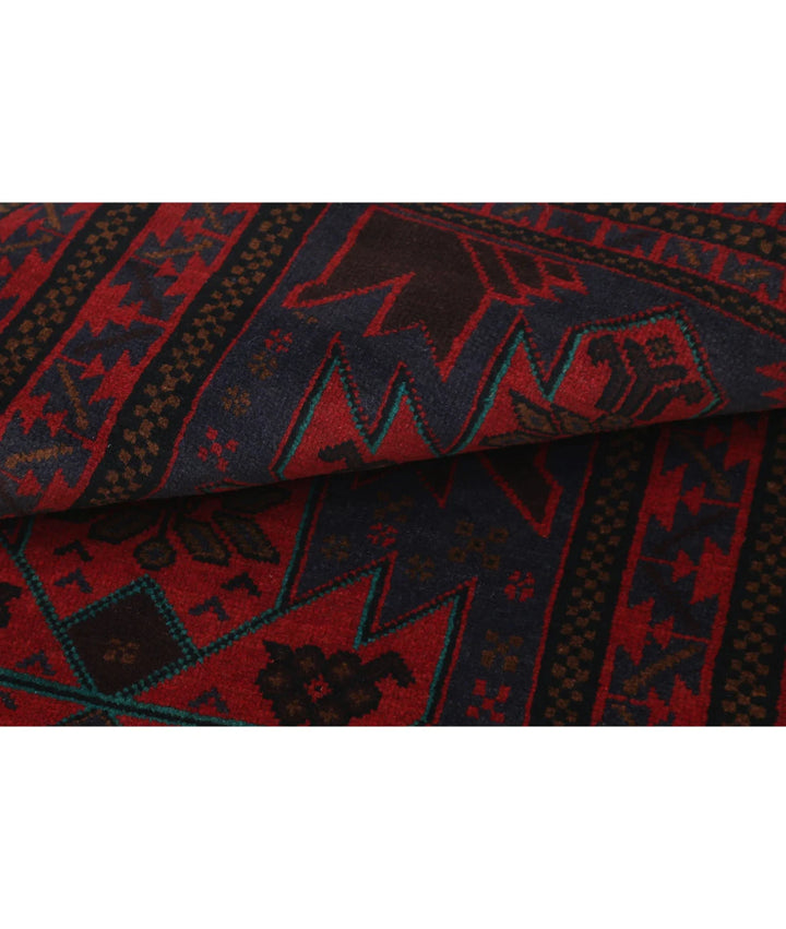 Red Afghan Tribal Rug 3' 0" x 4' 6" Hand-Knotted | No. AT44146
