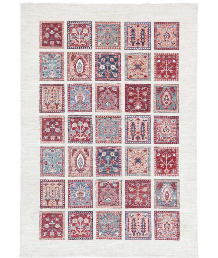 Afghan Bakhtiari Rug 4' 9" x 6' 9" Hand-Knotted | No. AT44287