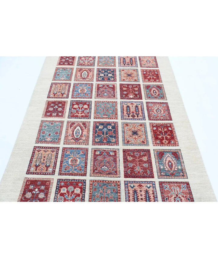 Afghan Bakhtiari Rug 4' 9" x 6' 9" Hand-Knotted | No. AT44287