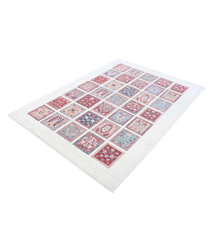 Afghan Bakhtiari Rug 4' 9" x 6' 9" Hand-Knotted | No. AT44287