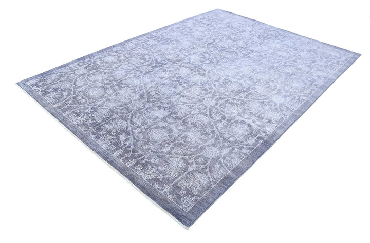 Blue Afghan Overdye Rug 6' 7" x 9' 7" Hand-Knotted | No. AT44290