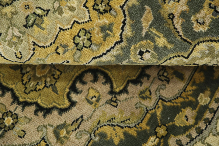Green Indian Ziegler Rug 5' 9" x 5' 10" Hand-Knotted | No. AT44376