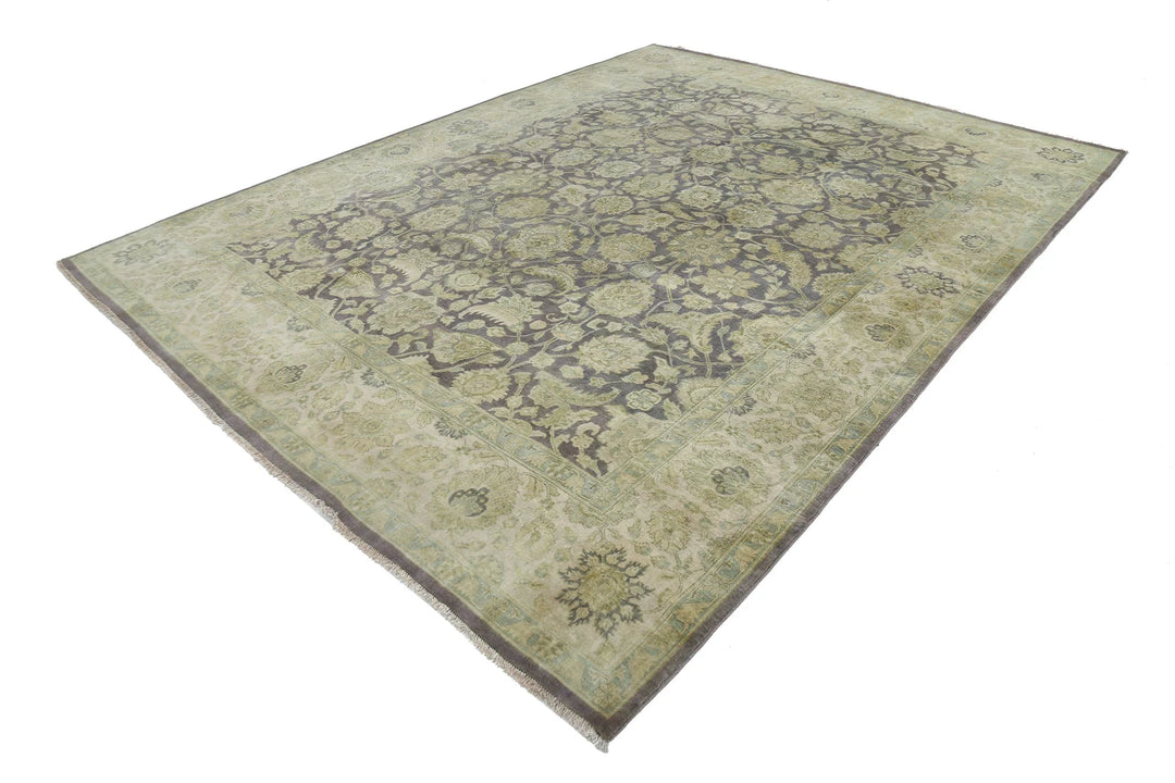 Lilac Ivory Indian Ziegler Rug 8' 10" x 11' 10" Hand-Knotted | No. AT44427