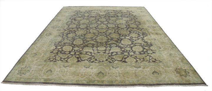 Lilac Ivory Indian Ziegler Rug 8' 10" x 11' 10" Hand-Knotted | No. AT44427