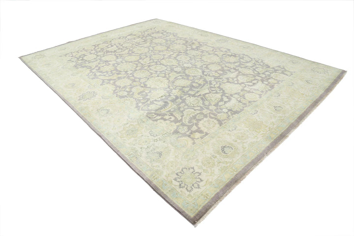 Lilac Ivory Indian Ziegler Rug 8' 10" x 11' 10" Hand-Knotted | No. AT44427