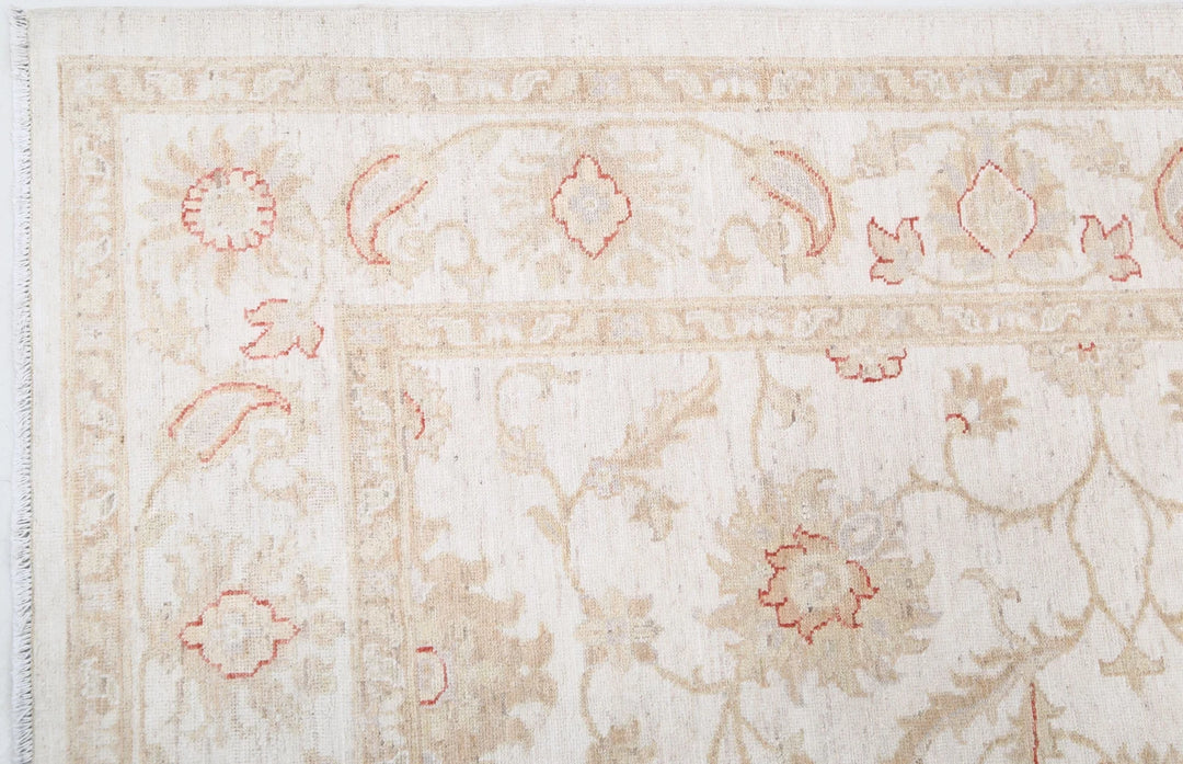 Ivory Afghan Serenity Rug 5' 8" x 7' 6" Hand-Knotted | No. AT44456