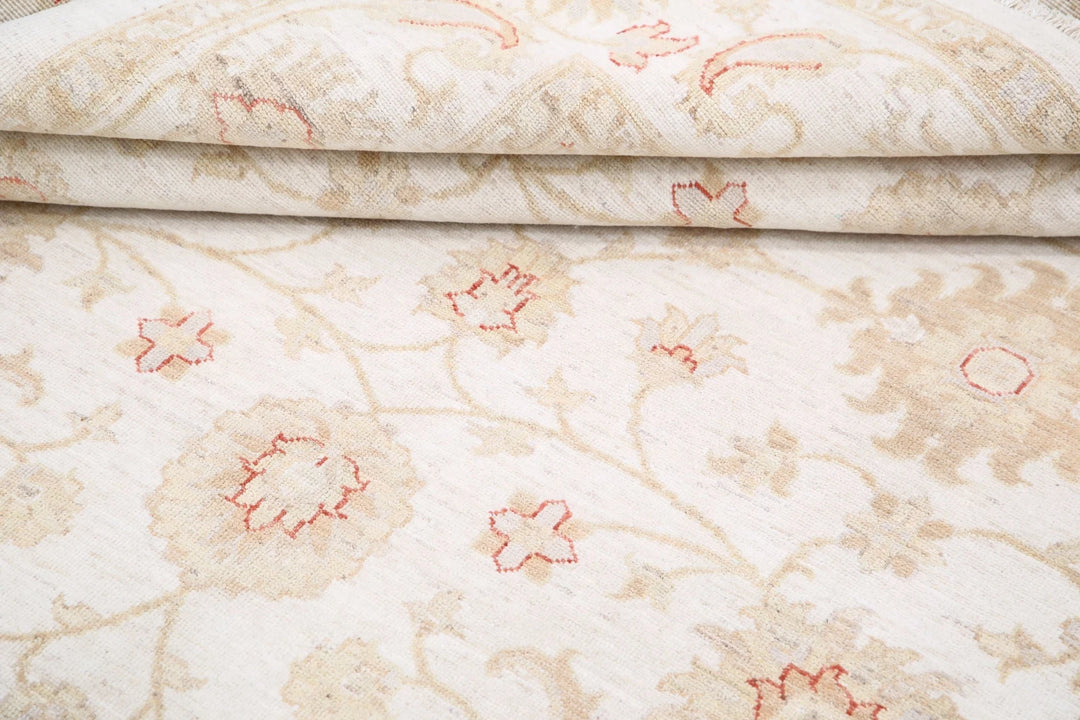 Ivory Afghan Serenity Rug 5' 8" x 7' 6" Hand-Knotted | No. AT44456