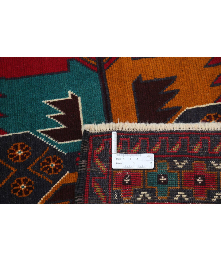 Red Afghan Tribal Rug 2' 11" x 4' 8" Hand-Knotted | No. AT44741
