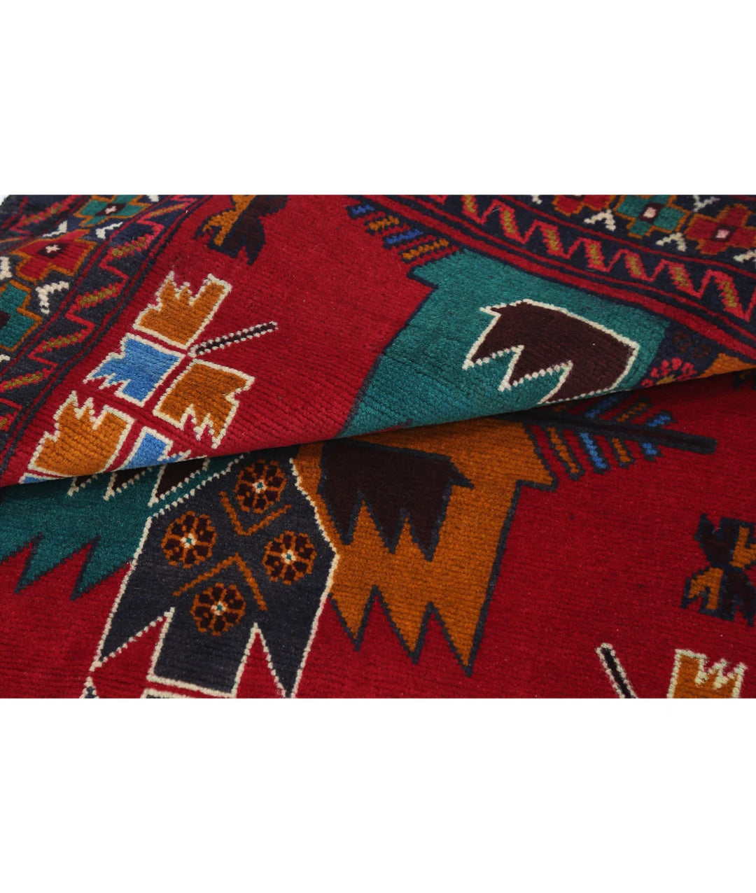 Red Afghan Tribal Rug 2' 11" x 4' 8" Hand-Knotted | No. AT44741