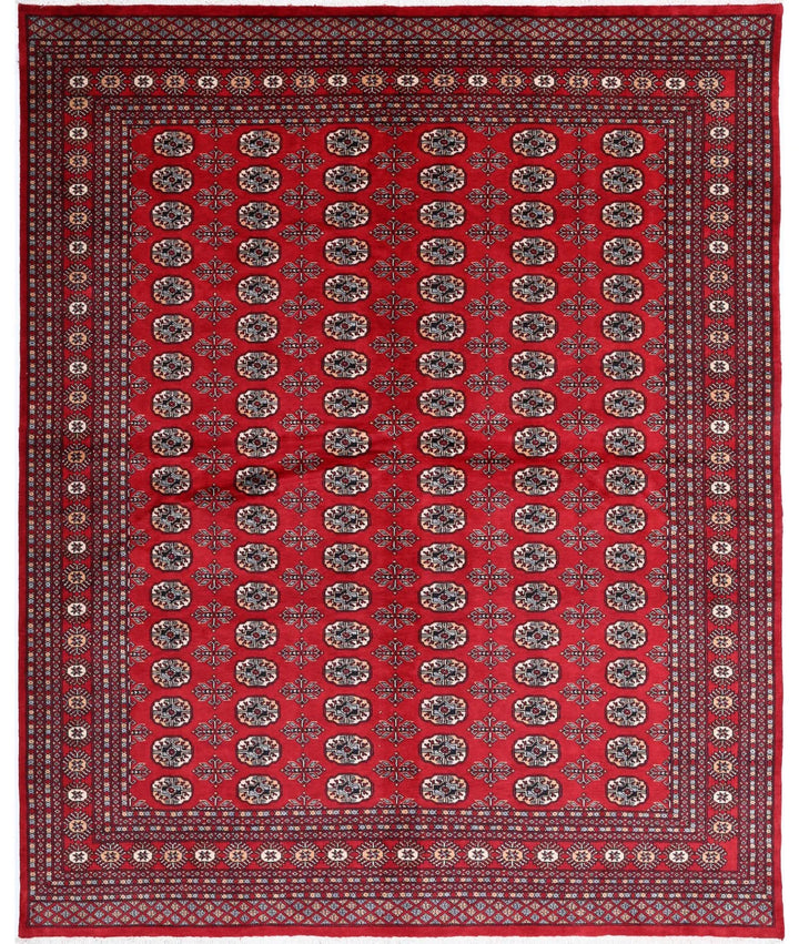 Red Pakistani Bokhara Rug 8' 0" x 10' 0" Hand-Knotted | No. AT44776