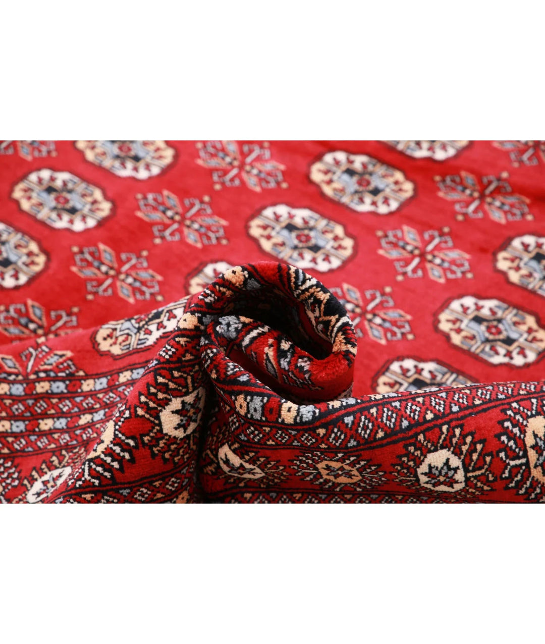 Red Pakistani Bokhara Rug 8' 0" x 10' 0" Hand-Knotted | No. AT44776