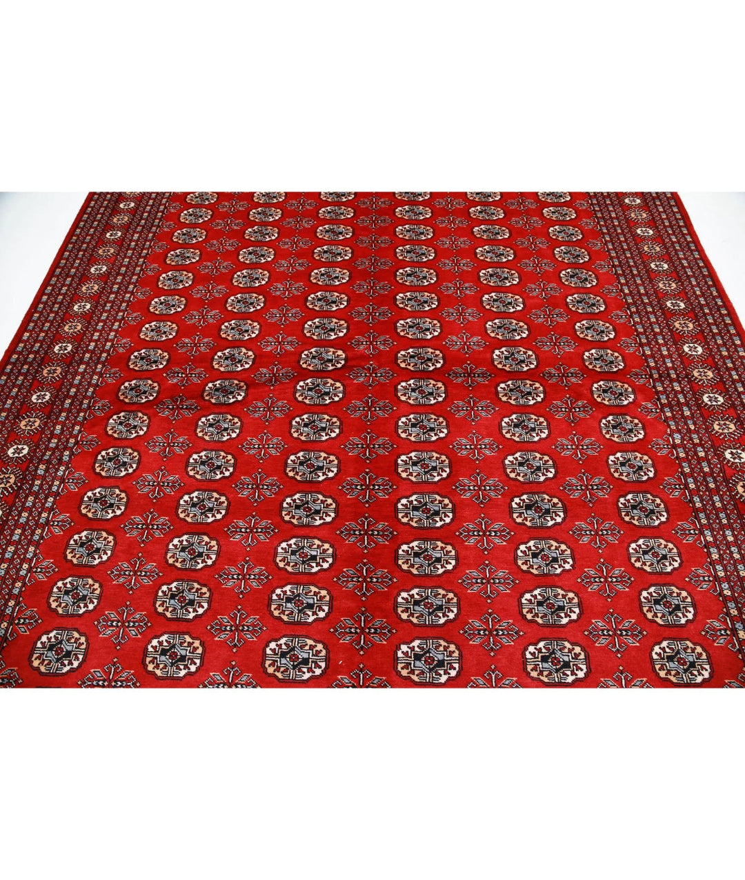 Red Pakistani Bokhara Rug 8' 0" x 10' 0" Hand-Knotted | No. AT44776