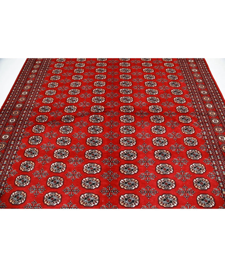 Red Pakistani Bokhara Rug 8' 0" x 10' 0" Hand-Knotted | No. AT44776