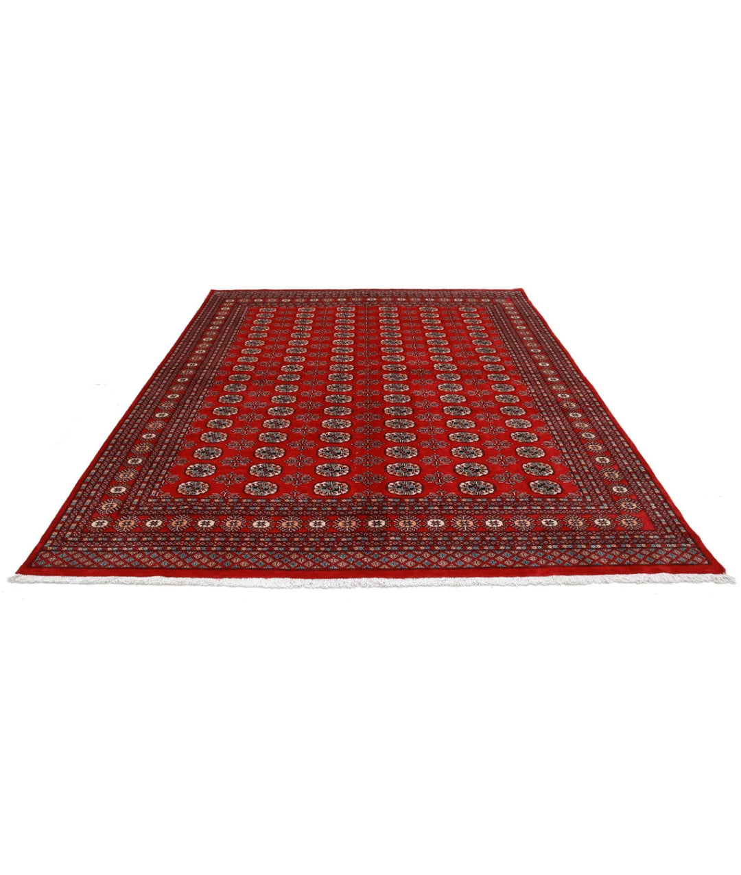 Red Pakistani Bokhara Rug 8' 0" x 10' 0" Hand-Knotted | No. AT44776