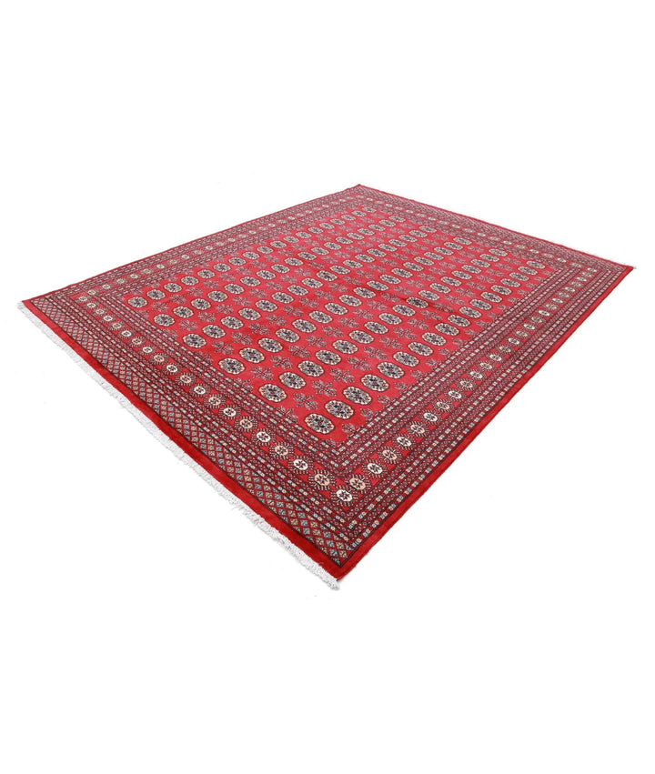Red Pakistani Bokhara Rug 8' 0" x 10' 0" Hand-Knotted | No. AT44776