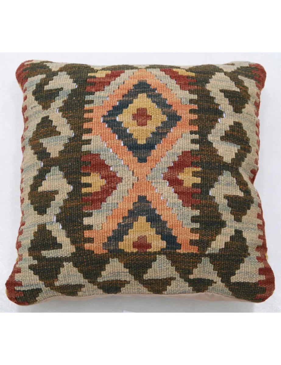 Afghan Tribal Pillow 1' 5" x 1' 5" Hand-Woven | No. AT44786