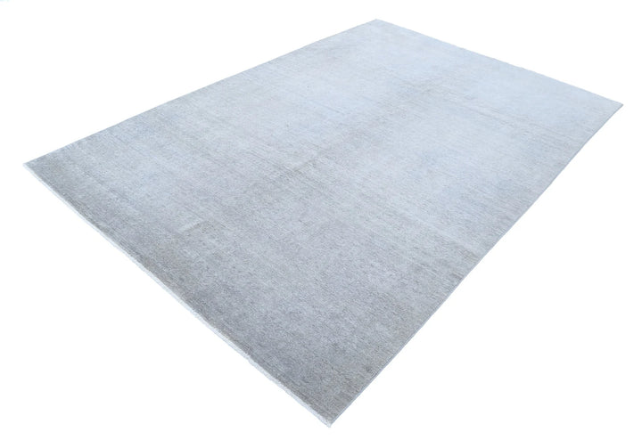 Grey Afghan Overdye Rug 6' 0" x 8' 11" Hand-Knotted | No. AT44796
