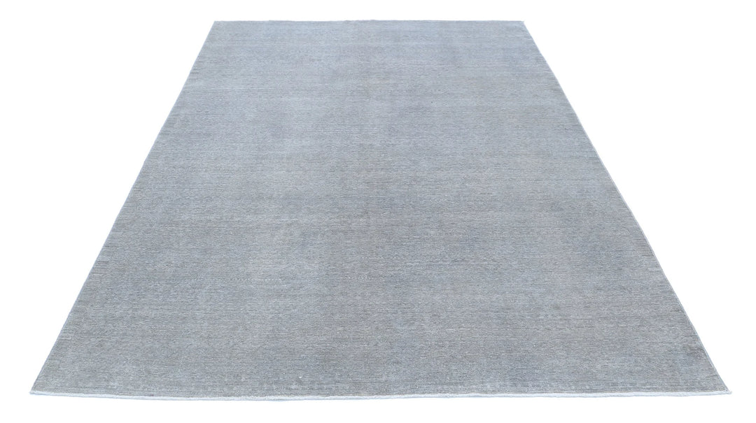 Grey Afghan Overdye Rug 6' 0" x 8' 11" Hand-Knotted | No. AT44796