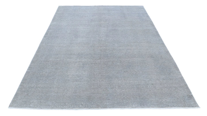 Grey Afghan Overdye Rug 6' 0" x 8' 11" Hand-Knotted | No. AT44796