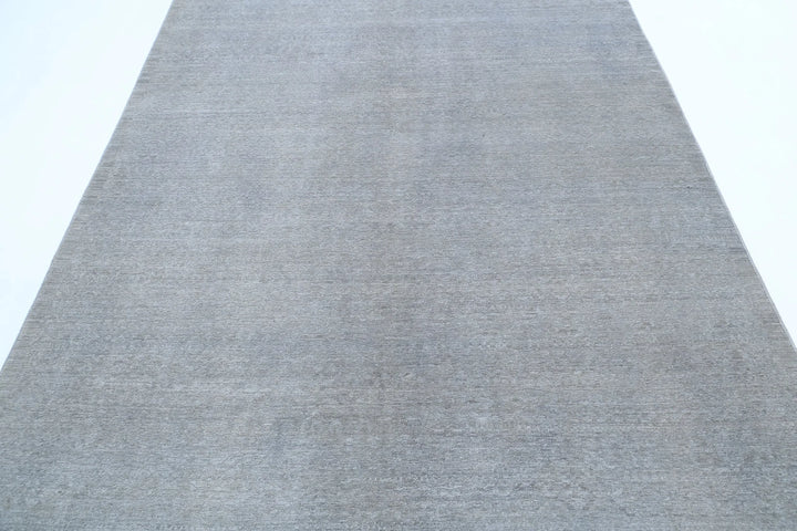Grey Afghan Overdye Rug 6' 0" x 8' 11" Hand-Knotted | No. AT44796