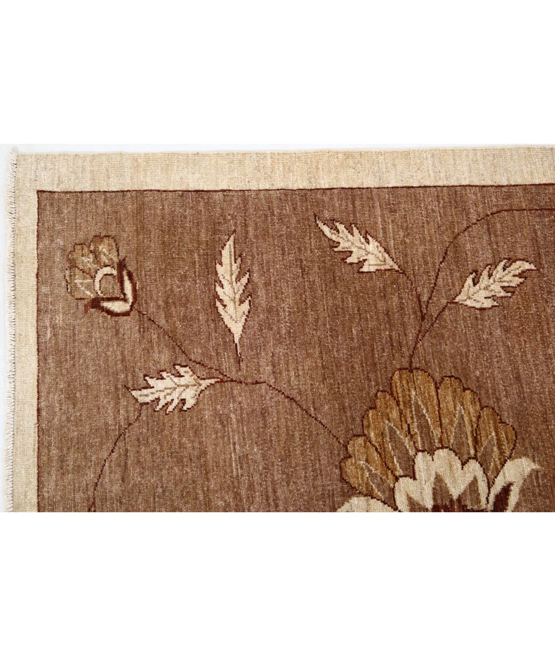 Beige Afghan Modcar Rug 5'11" x 7'11" Hand-Knotted | No. AT44942