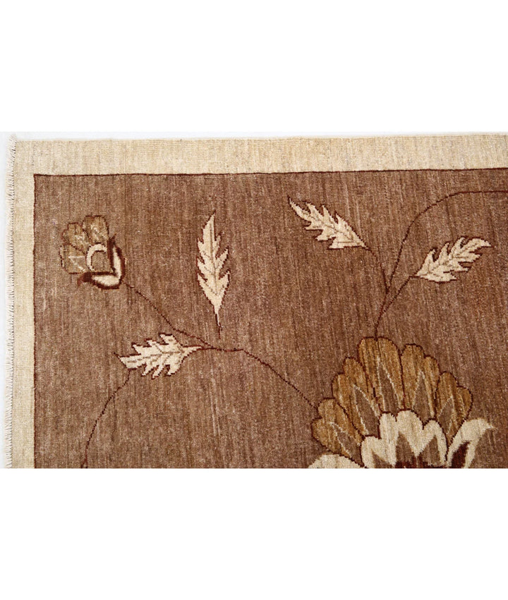 Beige Afghan Modcar Rug 5'11" x 7'11" Hand-Knotted | No. AT44942