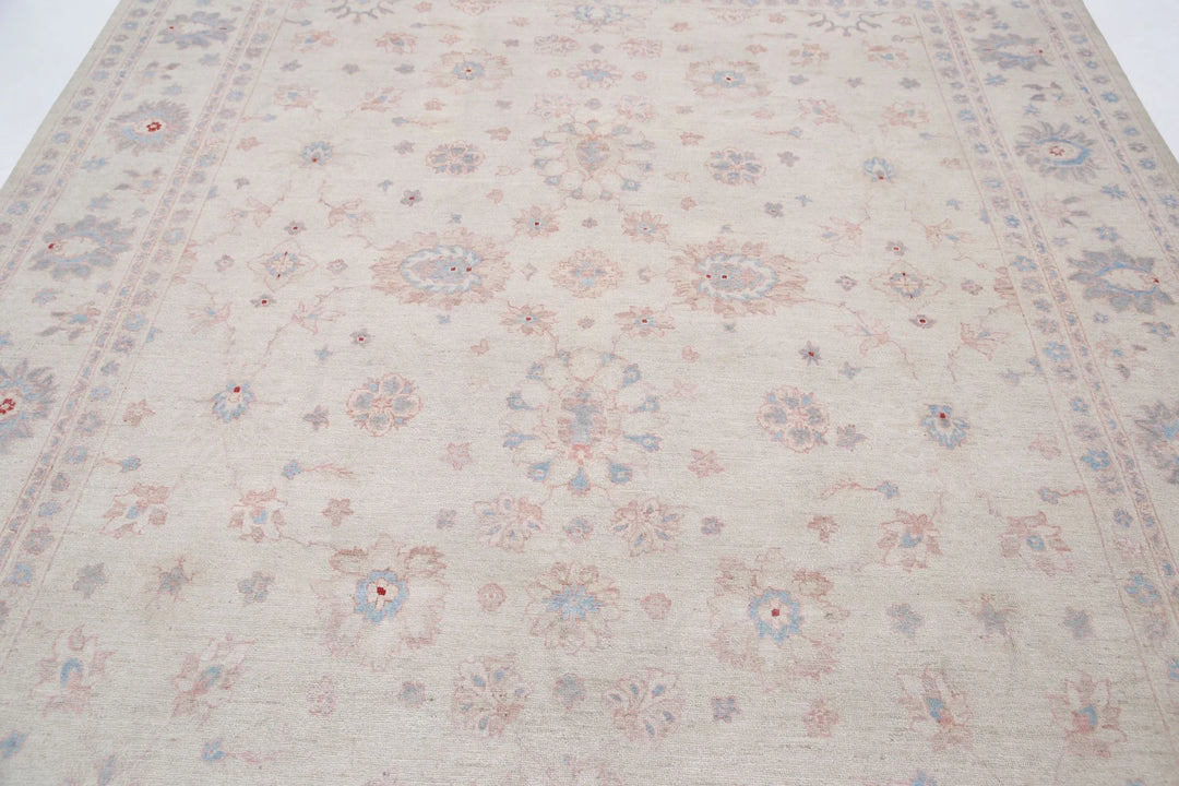 Ivory Afghan Serenity Rug 7' 11" x 9' 9" Hand-Knotted | No. AT44965