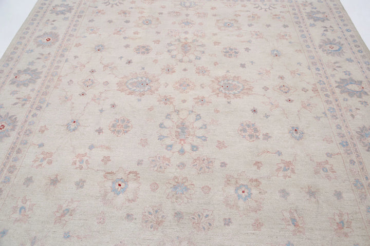 Ivory Afghan Serenity Rug 7' 11" x 9' 9" Hand-Knotted | No. AT44965