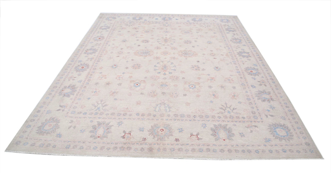 Ivory Afghan Serenity Rug 7' 11" x 9' 9" Hand-Knotted | No. AT44965