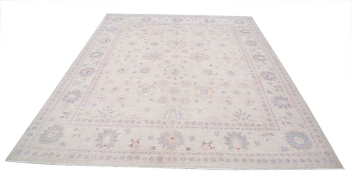 Ivory Afghan Serenity Rug 7' 11" x 9' 9" Hand-Knotted | No. AT44965