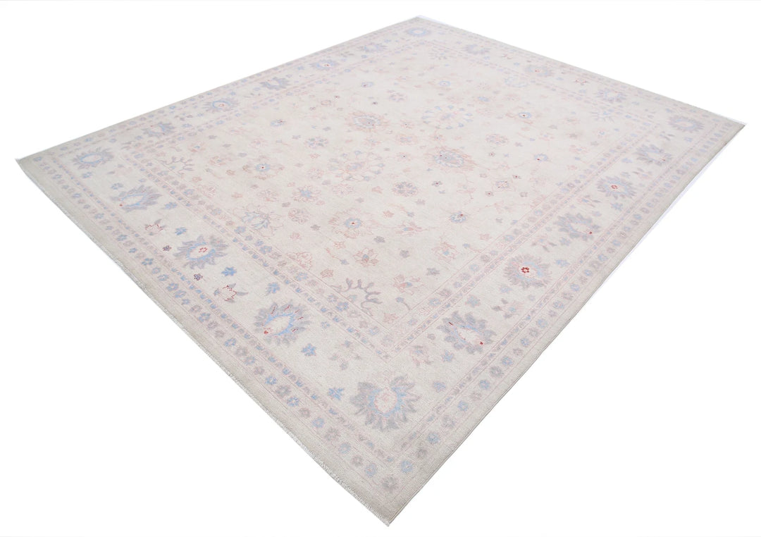 Ivory Afghan Serenity Rug 7' 11" x 9' 9" Hand-Knotted | No. AT44965