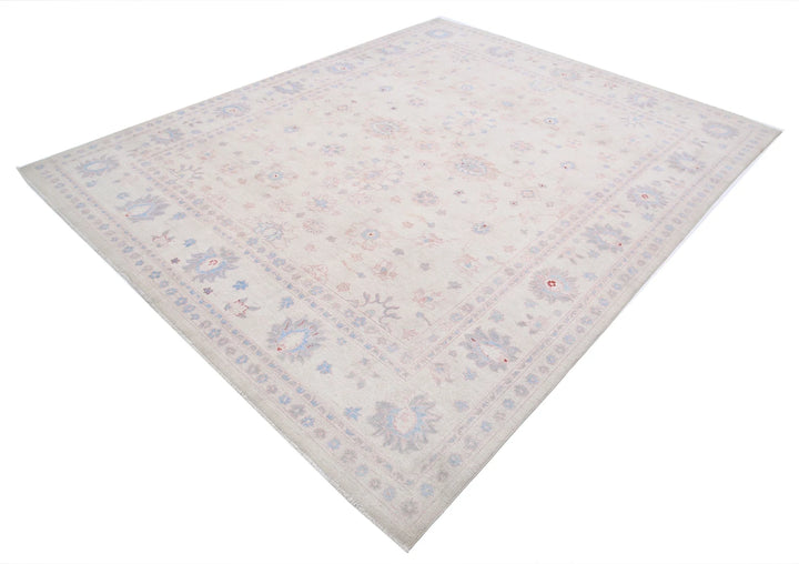 Ivory Afghan Serenity Rug 7' 11" x 9' 9" Hand-Knotted | No. AT44965
