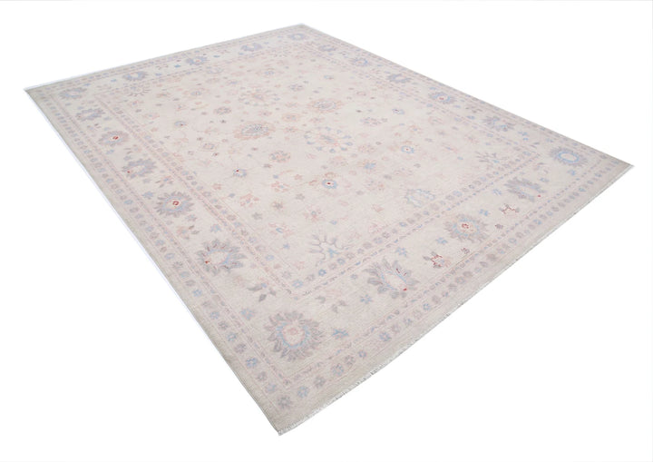 Ivory Afghan Serenity Rug 7' 11" x 9' 9" Hand-Knotted | No. AT44965